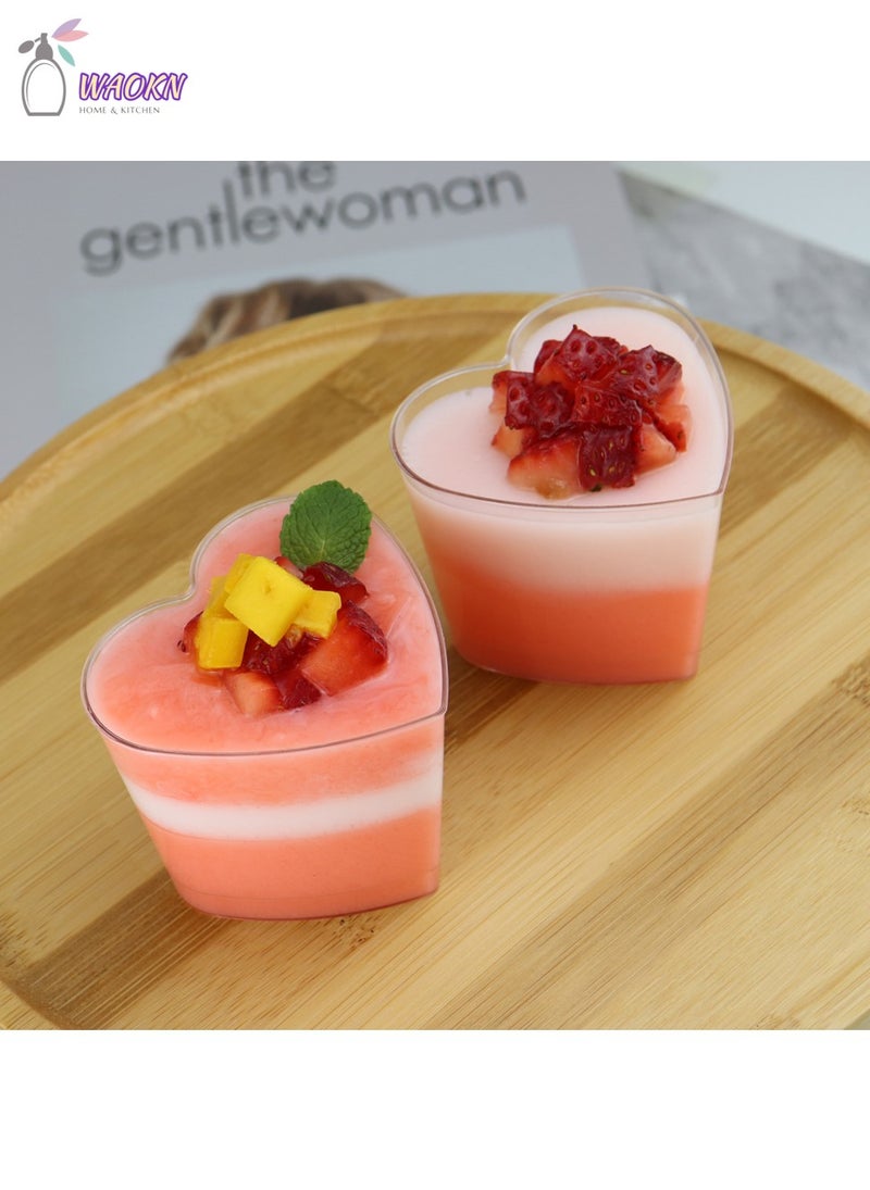 WAOKN 20-Piece Disposable Heart-Shaped Dessert Cups, Plastic Cake Jelly Packing Cups, 150Ml - Image 4