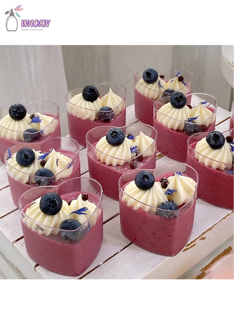 WAOKN 20-Piece Disposable Heart-Shaped Dessert Cups, Plastic Cake Jelly Packing Cups, 150Ml - Image 3