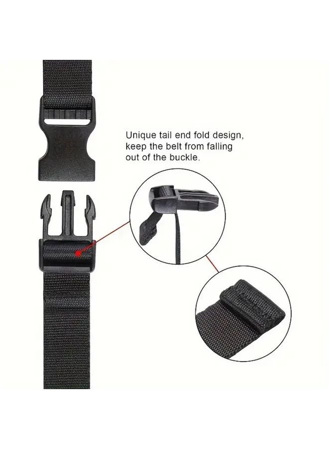 4pcs Heavy Duty Nylon Strap Buckle With Tri Glide Sliders Adjustable Hooks Black - Image 5
