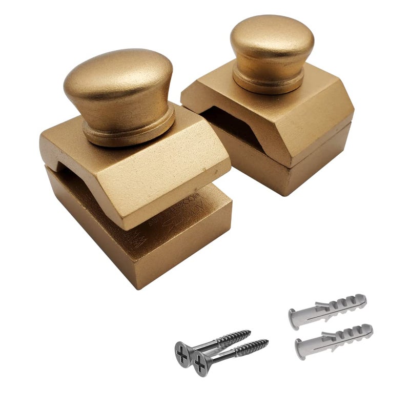Wise Linkers Hinge Back Wooden Hanging Clamps 2 Pcs Hang Quilts Rugs and Tapestry Golden