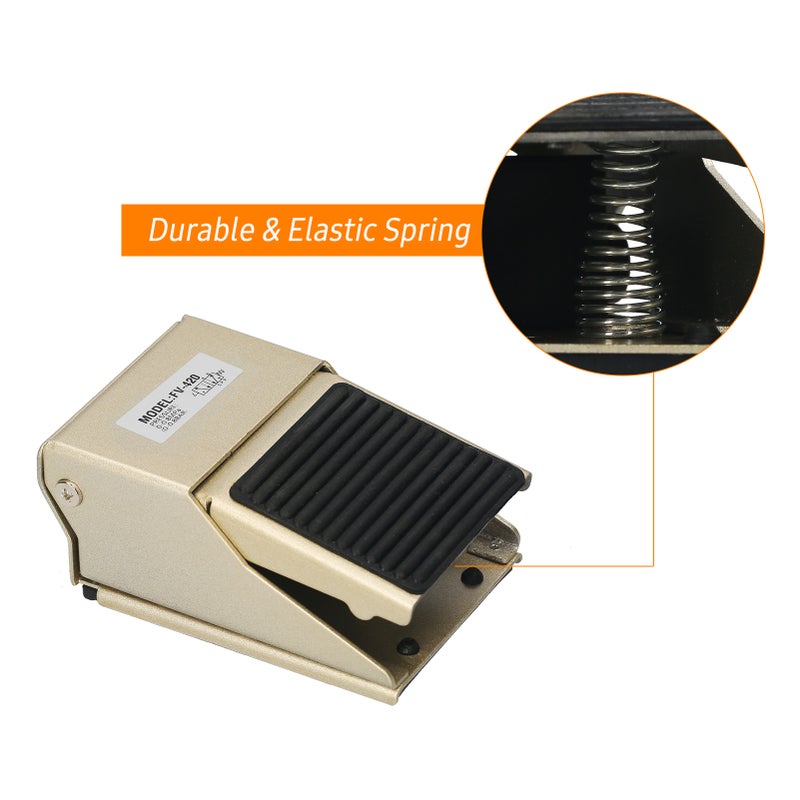 Pneumatic Foot Pedal Valve 1/4-inch Air Inlet & Outlet 1/8-inch Exhaust 4 Way 2 Position Pneumatic Air Flow Control Foot Press Valve Direct Drive Type - Image 3