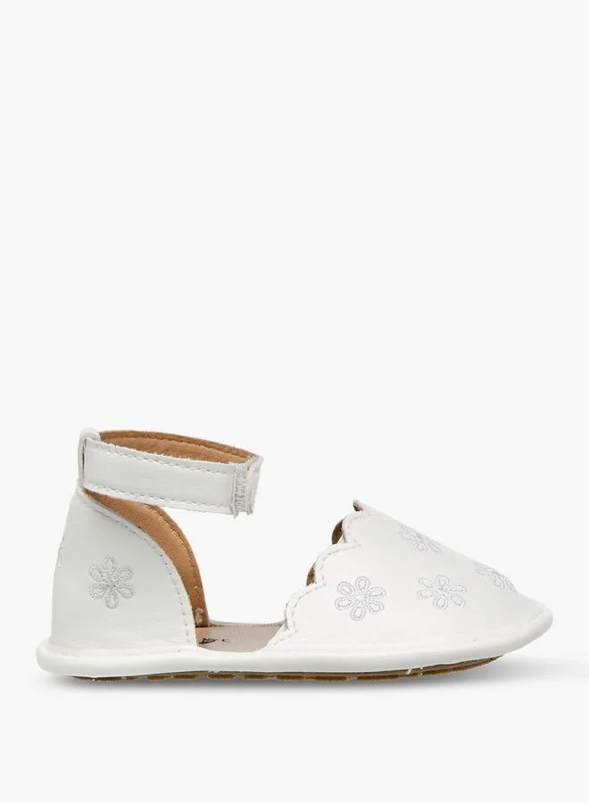 Barefeet Shoes With Hook & Loop Closure, Floral Embroidery