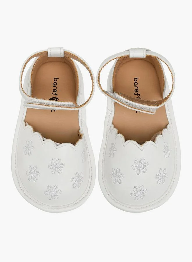 Barefeet Shoes With Hook & Loop Closure, Floral Embroidery