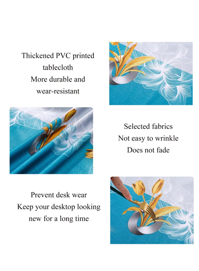 إكسفور مفرش طاولة مستطيل من البولي فينيل كلوريد مقاوم للماء، غطاء طاولة مقاوم للانسكاب قابل للمسح، مفرش طاولة مضفر لغرفة الطعام في المطبخ، للاستخدام الداخلي والخارجي (140 × 180 سم) - Image 4