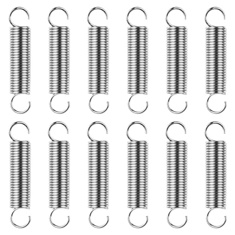 Generic Waldeinsamkeit 12 Pcs Extension Spring 2/5 Inch x 1-9/10 Inch, 0.047 Inch Spring Steel Dual Hook Construction Tension Springs with Hook Ends for Machinery Repair Industrial Garage Door DIY  - Image 1