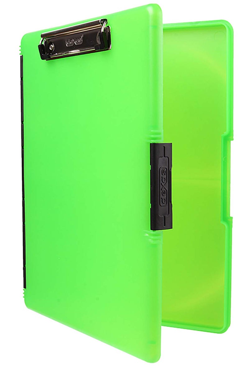Dexas Slimcase 2 Plastic Clipboard with Storage and Side Opening, Neon Green, Office Supplies Clipboards to Organize, Carry and Store, A4 Holder, Style and Functionality Nursing Clipboard - Image 1