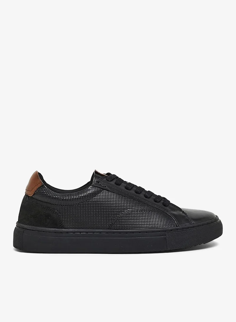 Hush Puppies Mens HPM-STOCKS1-BLK Casual Lace Up Perforated Sneaker , Black