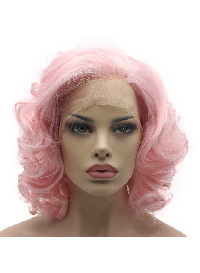 Lushy Short Pink Wig Heat Friendly Heavy Density Synthetic Lace Front Wig - Image 1