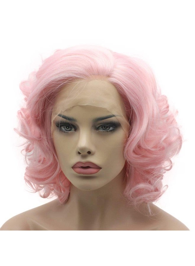 Lushy Short Pink Wig Heat Friendly Heavy Density Synthetic Lace Front Wig - Image 4