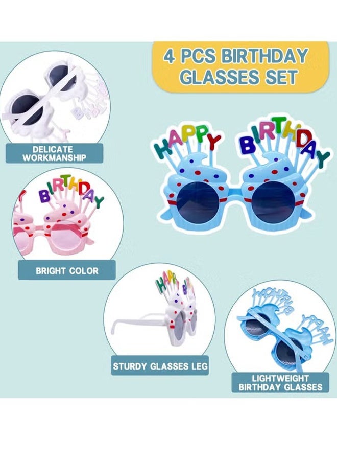 Happy D 4 Pcs Birthday Party Glasses Sweet Cream Birthday Cake Glasses Novel Sunglasses Funny Eye Glasses,for Party Supplies - Image 4