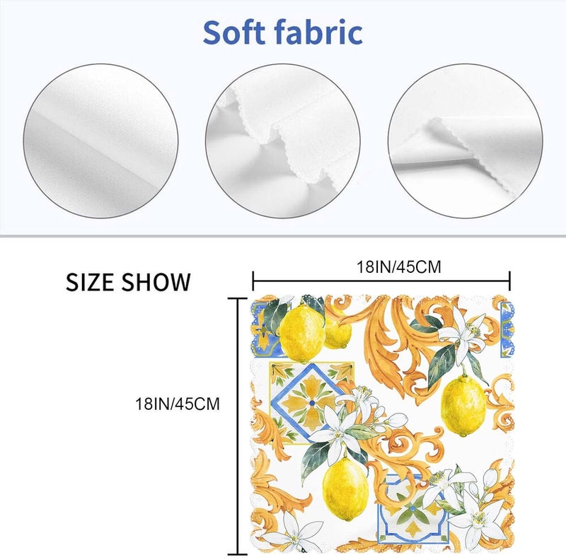 Yibeas Lemon and Fruit Cloth Napkins Set of 4 White Flowers Watercolor Pattern in Sicilian Style Golden Monograms Polyester Kitchen Dinner Napkins for Holiday Festive Wedding Decor - Image 2