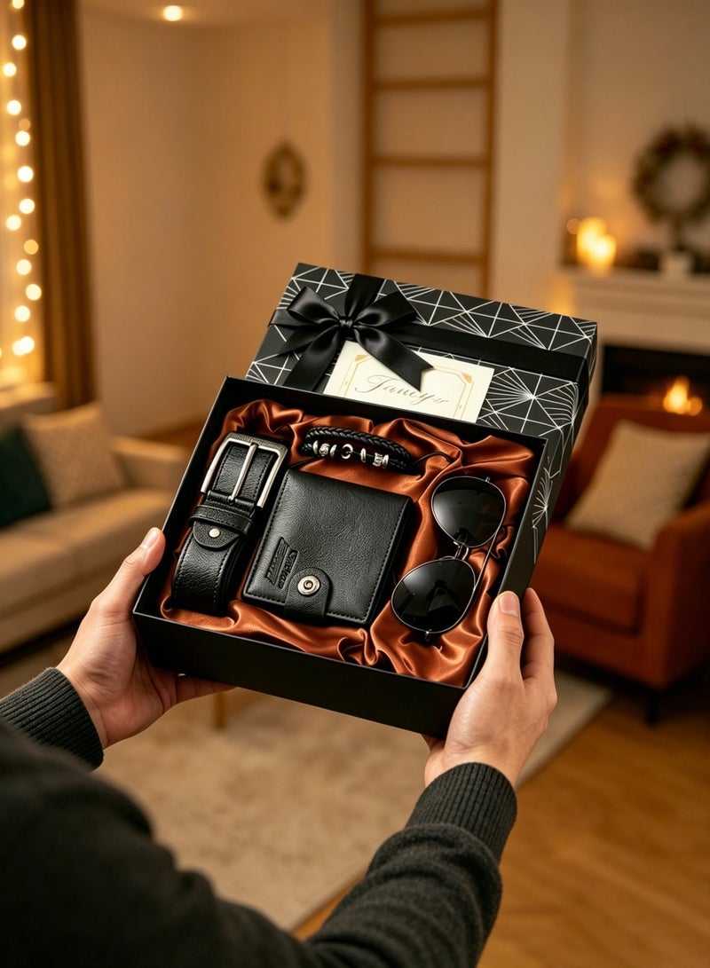 Fancy Premium Men's Gift Set - Exquisite Sunglasses, Wallet, Belt, And Bracelet, Elegantly Boxed | the Perfect Gift for Father's Day, Valentine's Day (For Husband/Boyfriend), Graduation, Birthdays, And More - Image 4