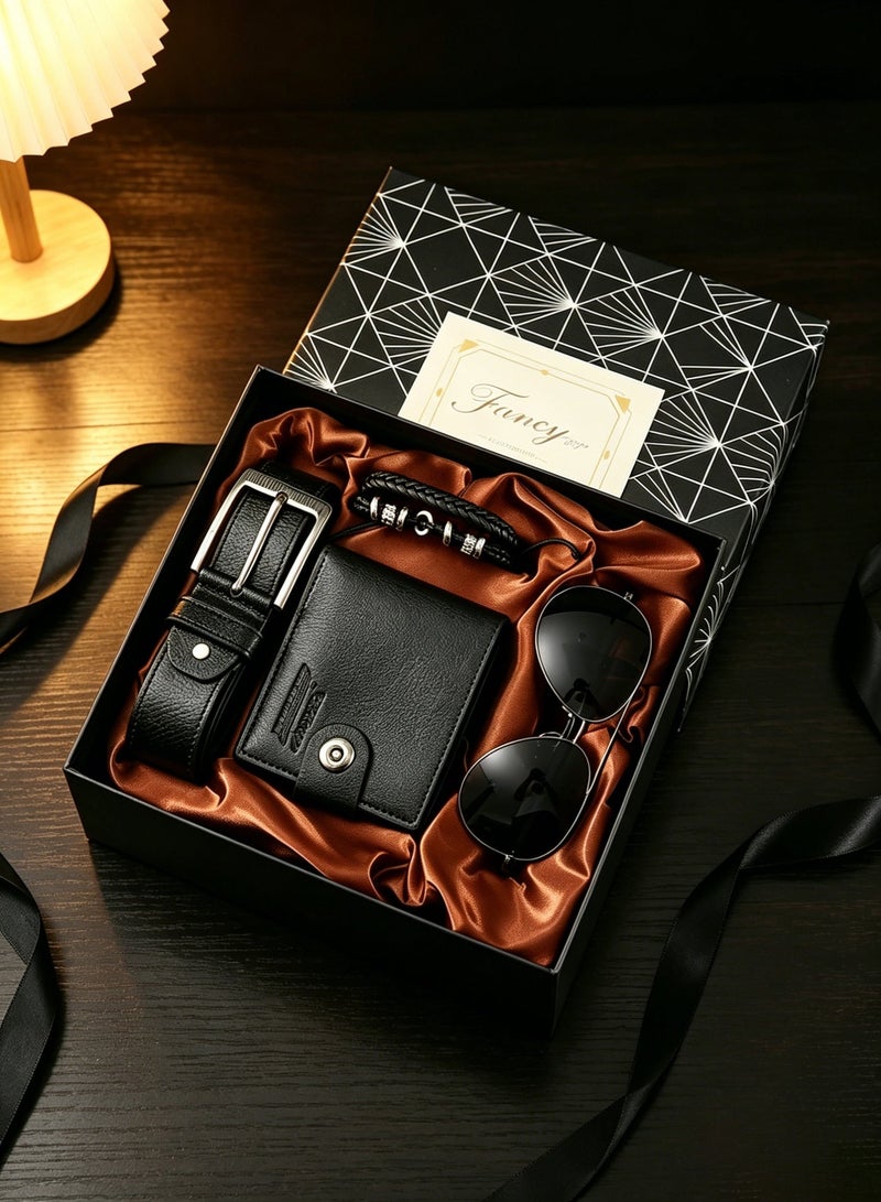 Fancy Premium Men's Gift Set - Exquisite Sunglasses, Wallet, Belt, And Bracelet, Elegantly Boxed | the Perfect Gift for Father's Day, Valentine's Day (For Husband/Boyfriend), Graduation, Birthdays, And More - Image 1
