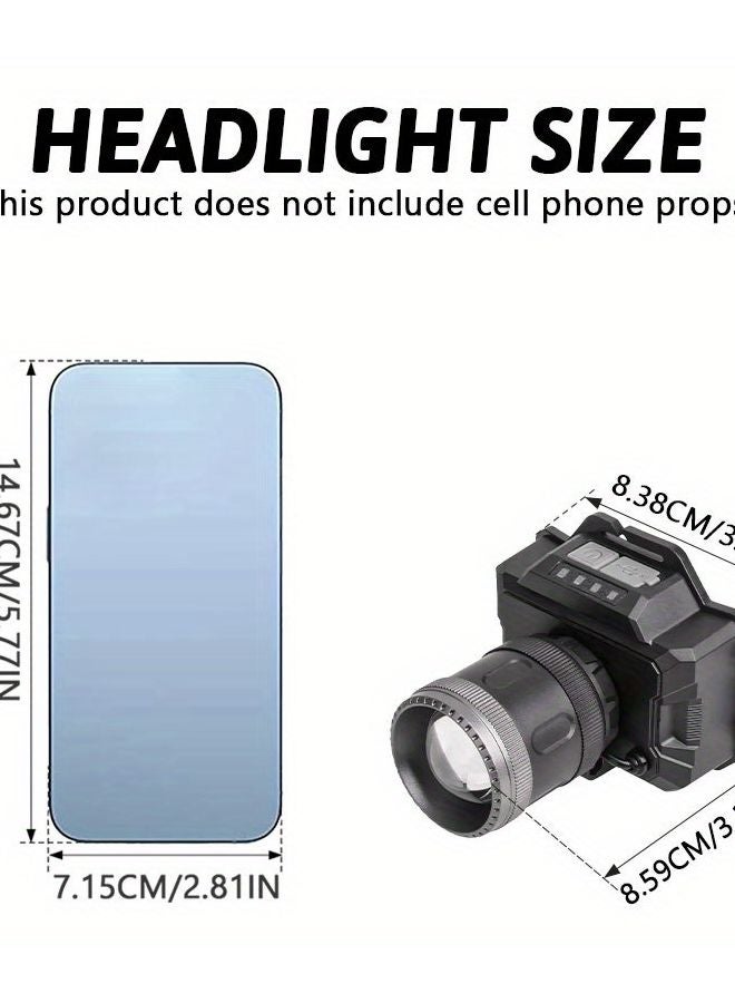 مصباح رأس LED قابل لإعادة الشحن عبر USB وقابل لتعديل الزوم، قابل للتعديل للأنشطة الخارجية - Image 5