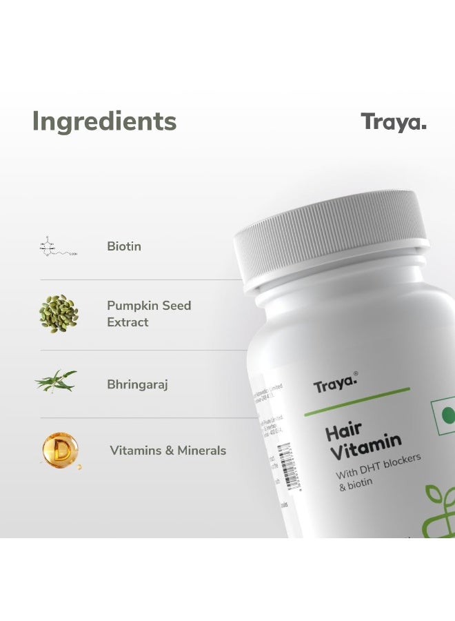 Traya Hair Vitamins Capsules, Natural DHT Blocker & Biotin Capsules for Hair Growth, Hair Fall Control, Contains 12 mcg Biotin, Vitamin, Iron, Omega 3 & Bhringraj (30 Multivitamins for Hair), 50 grams - Image 3