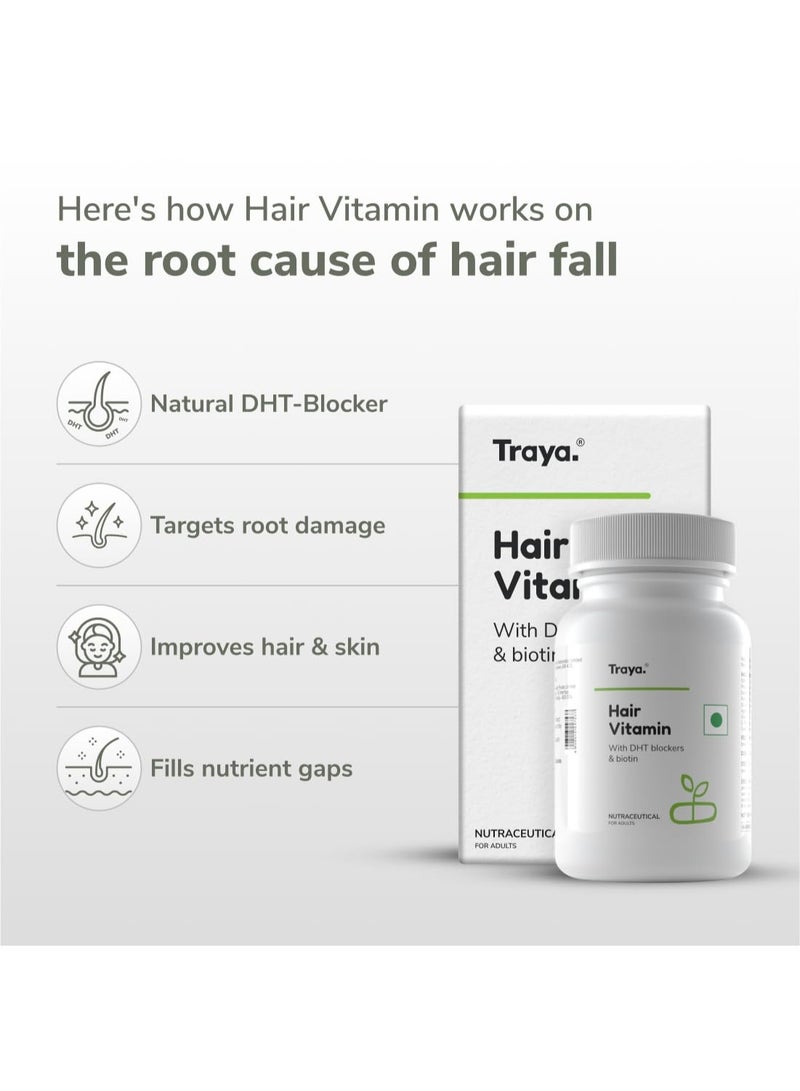 Traya Hair Vitamins Capsules, Natural DHT Blocker & Biotin Capsules for Hair Growth, Hair Fall Control, Contains 12 mcg Biotin, Vitamin, Iron, Omega 3 & Bhringraj (30 Multivitamins for Hair), 50 grams - Image 4