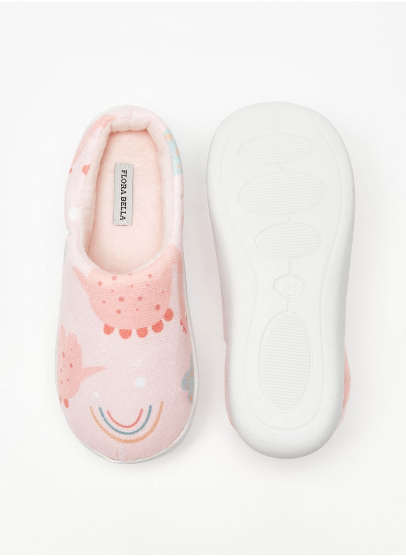 Flora Bella By Shoexpress - Girls Dinosaur Print Bedroom Mules By Shoexpress - Image 1