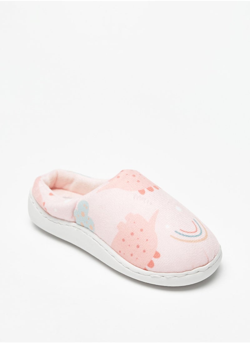 Flora Bella By Shoexpress - Girls Dinosaur Print Bedroom Mules By Shoexpress - Image 1
