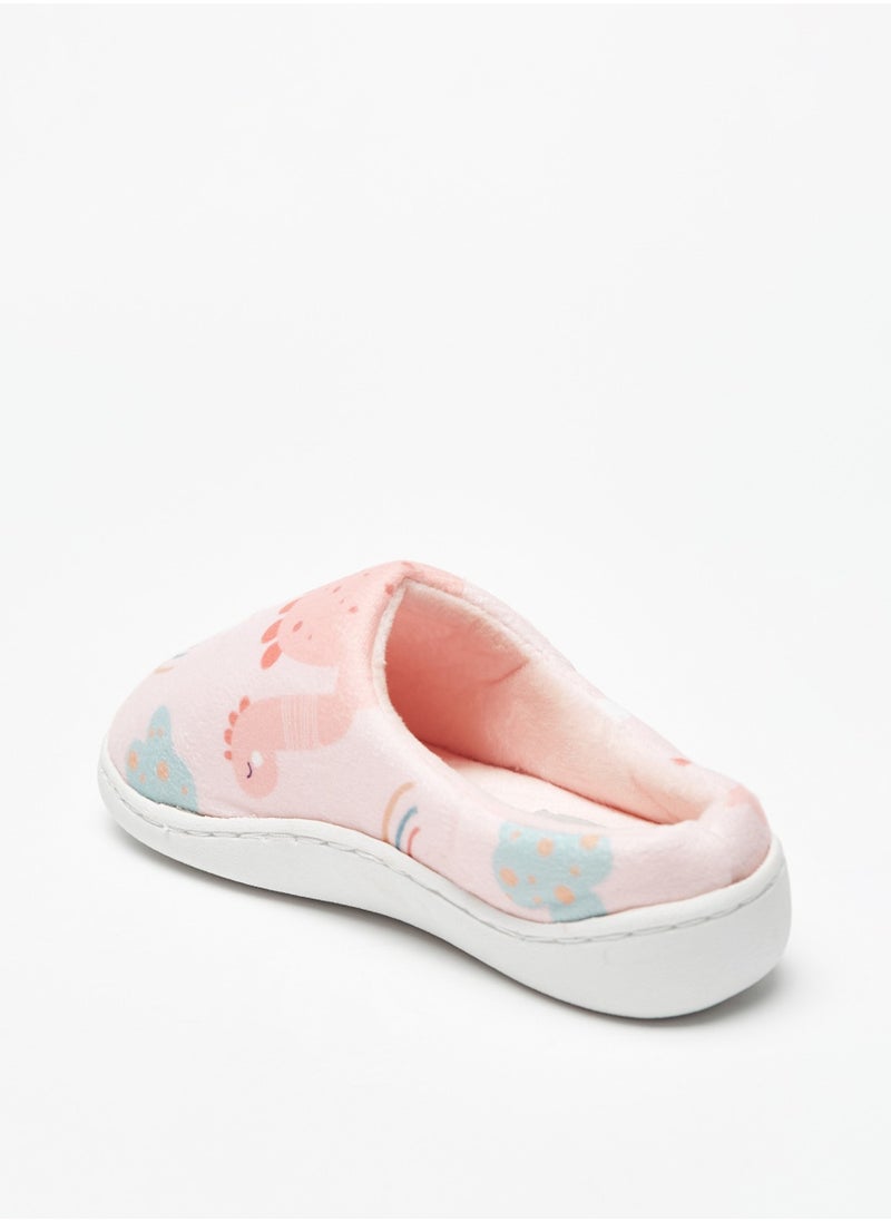 Flora Bella By Shoexpress - Girls Dinosaur Print Bedroom Mules By Shoexpress - Image 1