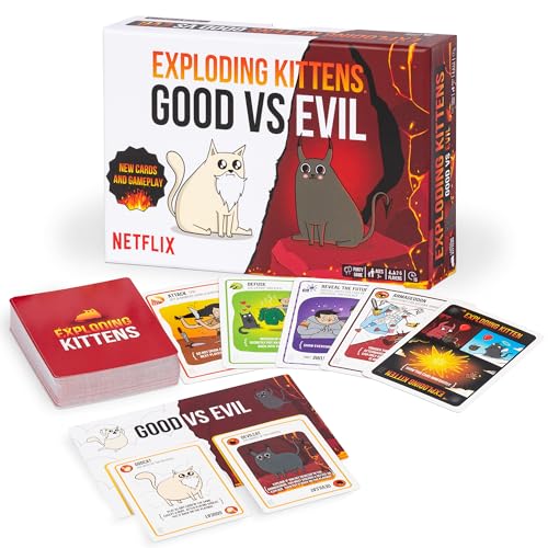 Exploding Kittens Good vs Evil 25 Players Ages 7 Inspired by Netflix Show Party Family Card Game for Kids Adults - Image 1