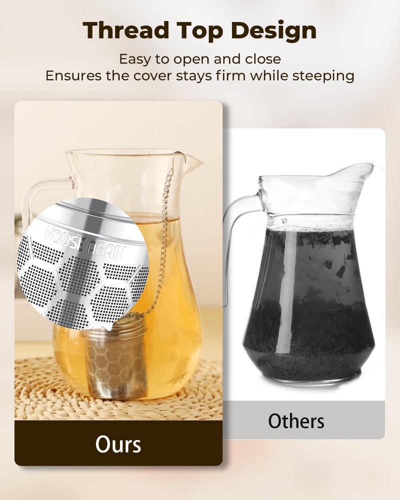HOUSE AGAIN Tea Infuser for Loose Leaf Tea, Extra Fine Mesh Tea Strainers, 304 Stainless Steel with Chain Hook, Loose Leaf Tea Steeper for Brew Tea Spices & Seasonings, Geometric Design - Image 5