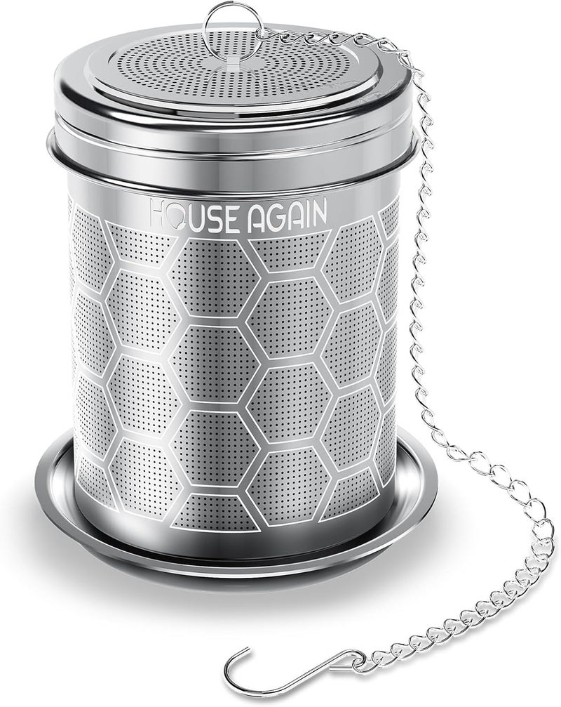 HOUSE AGAIN Tea Infuser for Loose Leaf Tea, Extra Fine Mesh Tea Strainers, 304 Stainless Steel with Chain Hook, Loose Leaf Tea Steeper for Brew Tea Spices & Seasonings, Geometric Design - Image 1