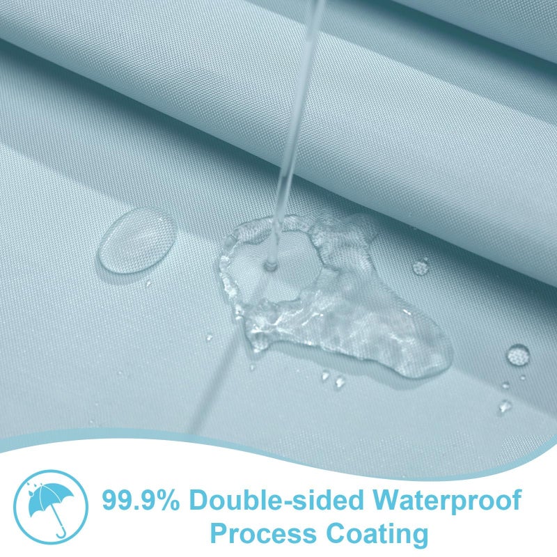 ORTIGIA Blue Shower Curtain, Scalloped Light Blue Coastal Shower Curtains Modern Cute Preppy Aesthetic Waterproof for Bathroom with Metal Hook 72 W x 72 H Inch - Image 4