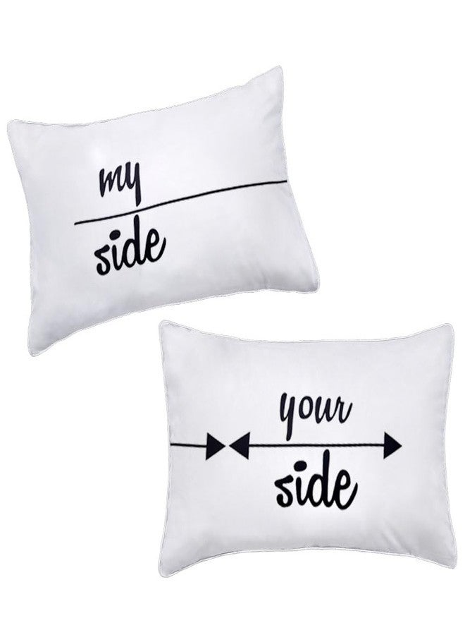 DasyFly My Side and Your Side Couples Pillowcases,His Hers Cute Pillow Case,Funny Couples Gifts for Anniversary,Wedding, Engagement,V-Day,Chirstmas.His and Hers Gifts for Couples - Image 1