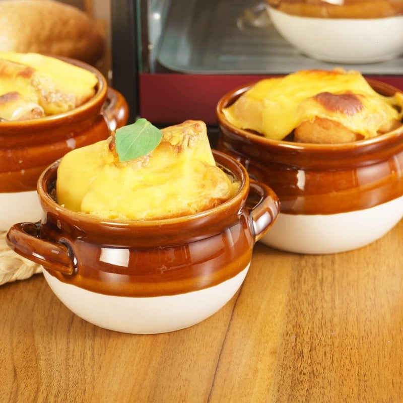 Vumdua French Onion Soup Bowls with Lids and Handles, 16 oz Ceramic French Onion Soup Crocks for Chilli, Cereal, Cereal, Pot Pies, Oven, Broil & Dishwasher Safe, Set of 4 - Image 2