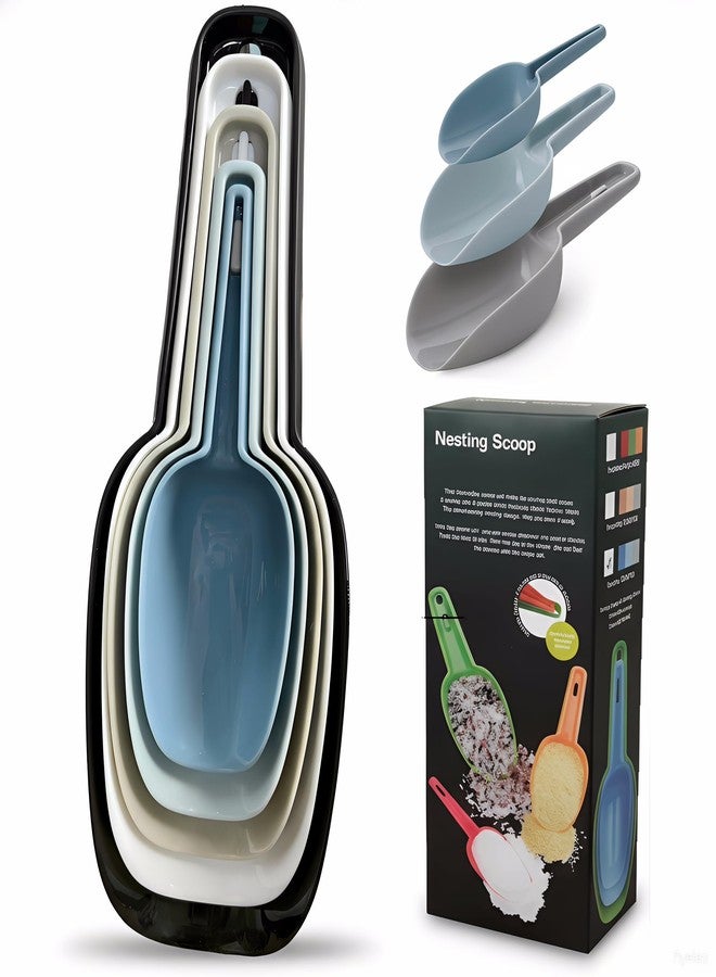 heffiso Ice Cube Scoop Plastic Set of 5, Plastic Measuring Scoops for Dry Goods, Ice Cubes & Coffee Beans, Measure Scoops for Canisters, Plastic Scoops for Dog Food BPA-Free, Stackable for Easy Storage - Image 1