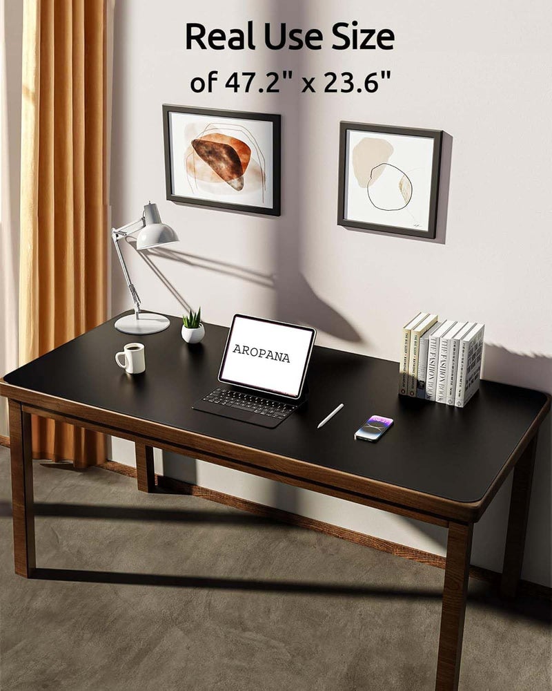 AROPANA Vegan Leather Desk Mat | Large Reversible Mouse Pad & Computer Table Protector | Dual-Side Waterproof Extended Laptop Pad with Edge-Stitched Design (120x60CM, Black and Grey) - Image 3