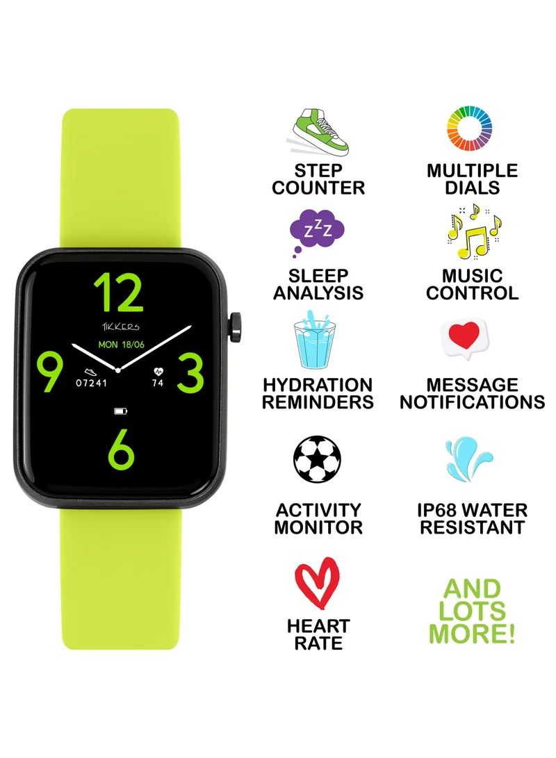 Tikkers Tikkers Smart Series 13 Green Silicone Strap Smart Watch
