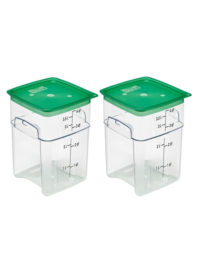 Cambro 4 QT (Quart) Food Storage Container with Lid (2 Pack) - FreshPro Series (Clear) - Image 1