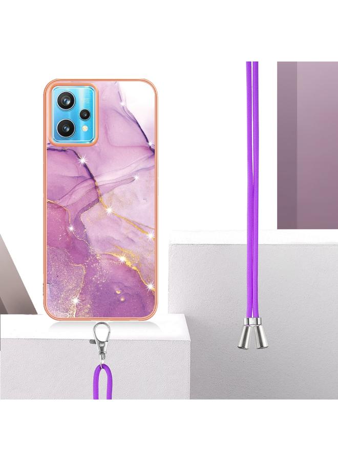 S-TOP Case For OPPO Realme 9 Pro 5G Electroplating Marble Pattern TPU Phone Case with Lanyard - Image 3