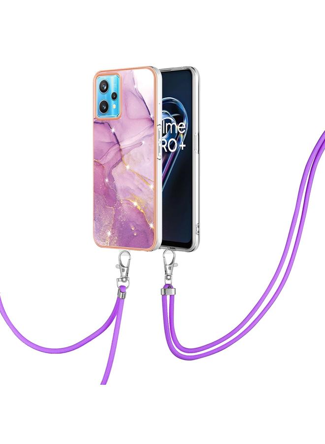 S-TOP Case For OPPO Realme 9 Pro 5G Electroplating Marble Pattern TPU Phone Case with Lanyard - Image 1