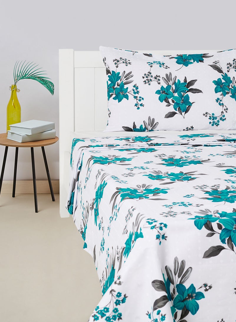 RISHAHOME 2-Piece Premium Collection Printed 180 TC Single Size Cotton Bedsheet Set Includes 1xBedsheet 240x147cm, 1xPillow Case 51x76 cm - Image 1