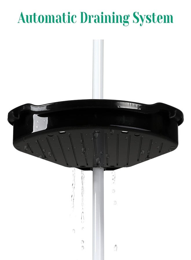 MilleLoom No-Drill Corner Shower Caddy Tension Pole, Rust-Resistant Bathroom Storage Organizer with 4-Tier Adjustable Shelves & Rubber Pad, 101.6''- 122'' Height, White & Black - Image 4