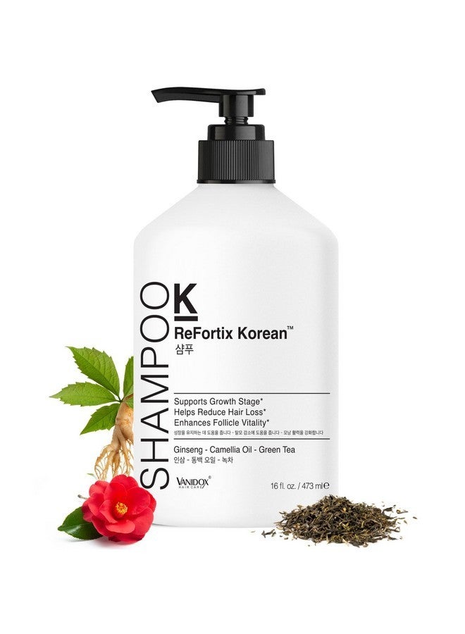VANIDOX ReFortix Korean Shampoo, Enriched with Ginseng, Green Tea, and Camellia Oil, Supports Growth Stage and Helps Reduce Hair Loss for Stronger Hair (16 fl oz) - Image 1