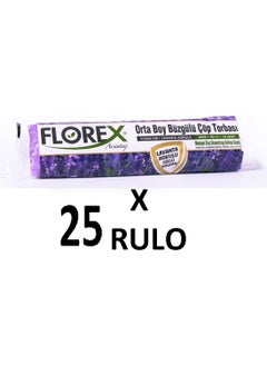 Florex Lavender Scented Drawstring Medium Size (55X60 cm) Garbage Bag Purple 25 Rolls 10*25=250 Pieces 
