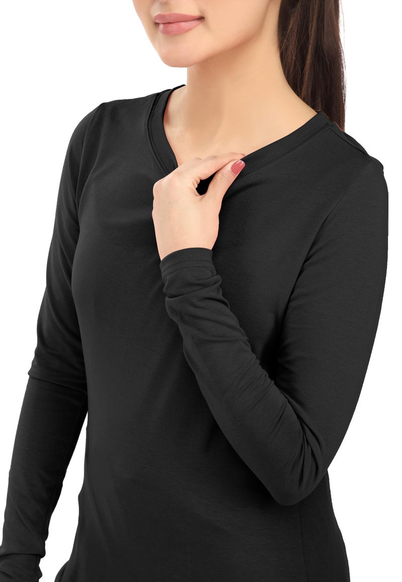 NY Threads 3 Pack Nurse Underscrub Long Sleeve Women Slim fit Under Scrub Shirt, Small, Black/Black/Black - Image 4