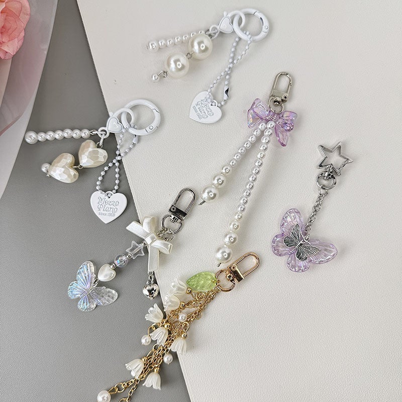 Pearl Jewelry Accessories Bow Mobile Phone Chain Small Pendant Simple DIY Mobile Phone Case Pendant Cute Little Suitcase - Image 2
