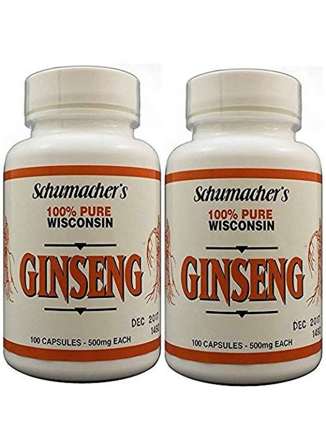 Schumacher Ginseng - Apsules 100% Pure Wisconsin Ginseng 500Mg 100 Capsules Best Ginseng Supplement Pure Potent Wisconsin Ginseng Roots By Schumacher Ginseng - Image 1