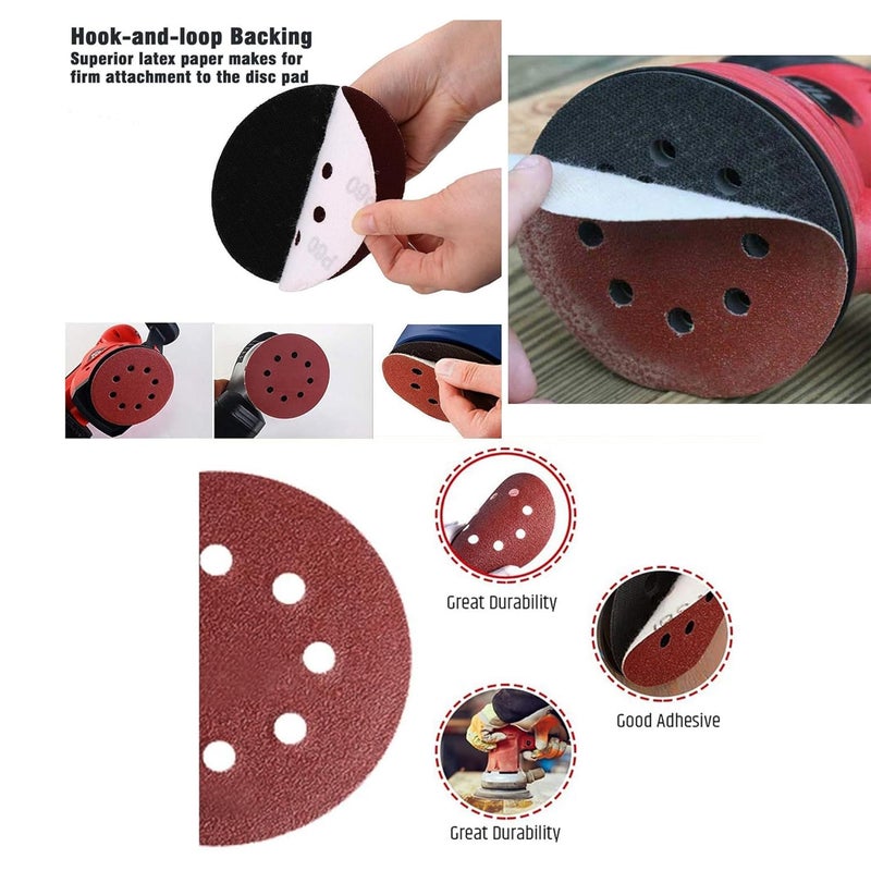 Malfah Enterprises Malfah Sanding Sheet for Random Orbital Sander 5 P 120 Inch Sanding Disc Paper Round 125 Mm Abrasive Sandpaper Set for Random Orbital Sander Polisher 5x120 Grit 20 Pcs  - Image 5