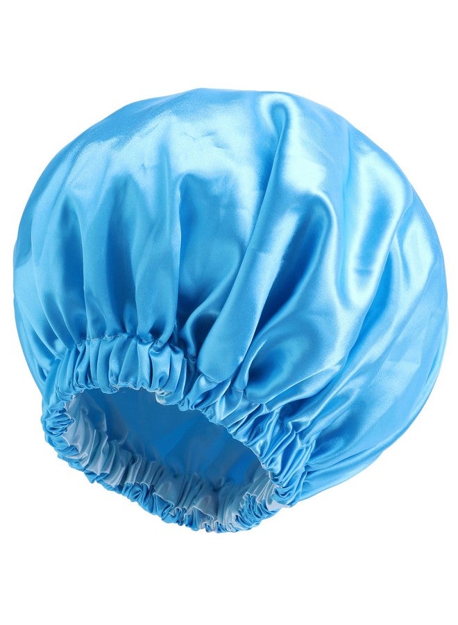 Edoneery Edoneery satin hair bonnet for women, silk sleep cap for natural hair, Lake Blue, One Size  - Image 1