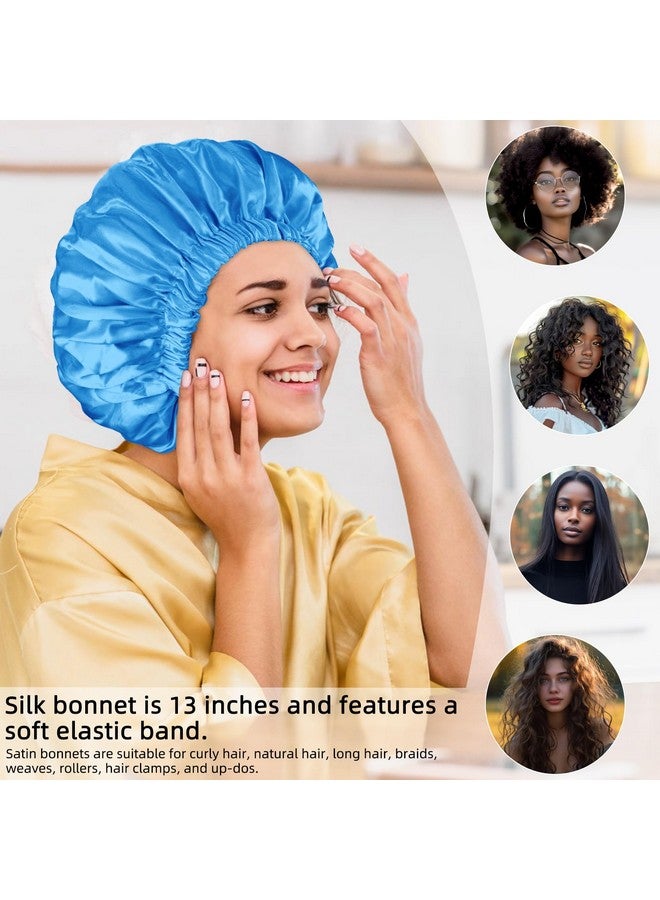 Edoneery Edoneery satin hair bonnet for women, silk sleep cap for natural hair, Lake Blue, One Size  - Image 3