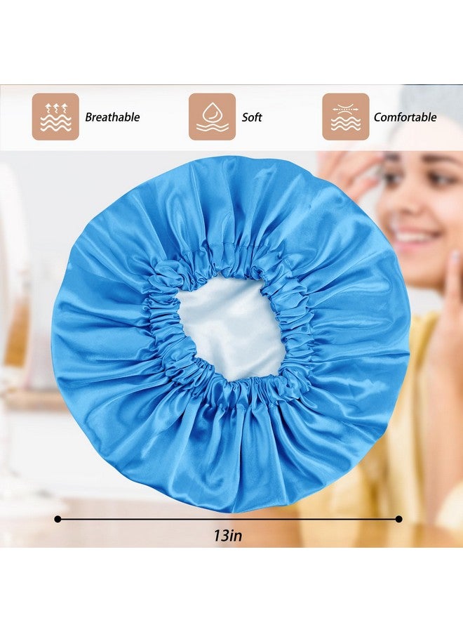 Edoneery Edoneery satin hair bonnet for women, silk sleep cap for natural hair, Lake Blue, One Size  - Image 5