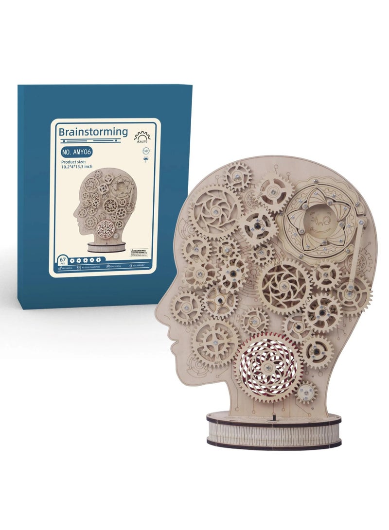 Puzzles,   DIY Wooden,  3D Handmade  Mechanical Gear Brainstorming, Movable Creative Educational Fun, Wooden Puzzles Gifts for Kids/Teens/ Adults  - Image 1