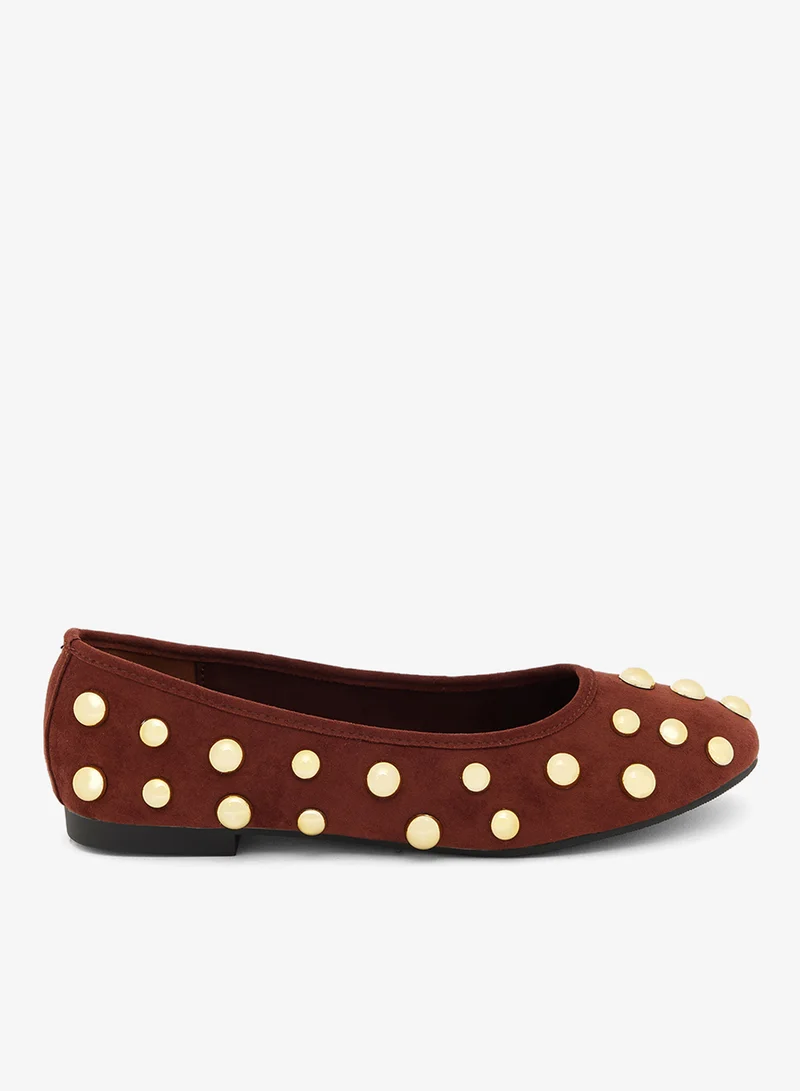 Metal Detail Embellished Ballet Flats