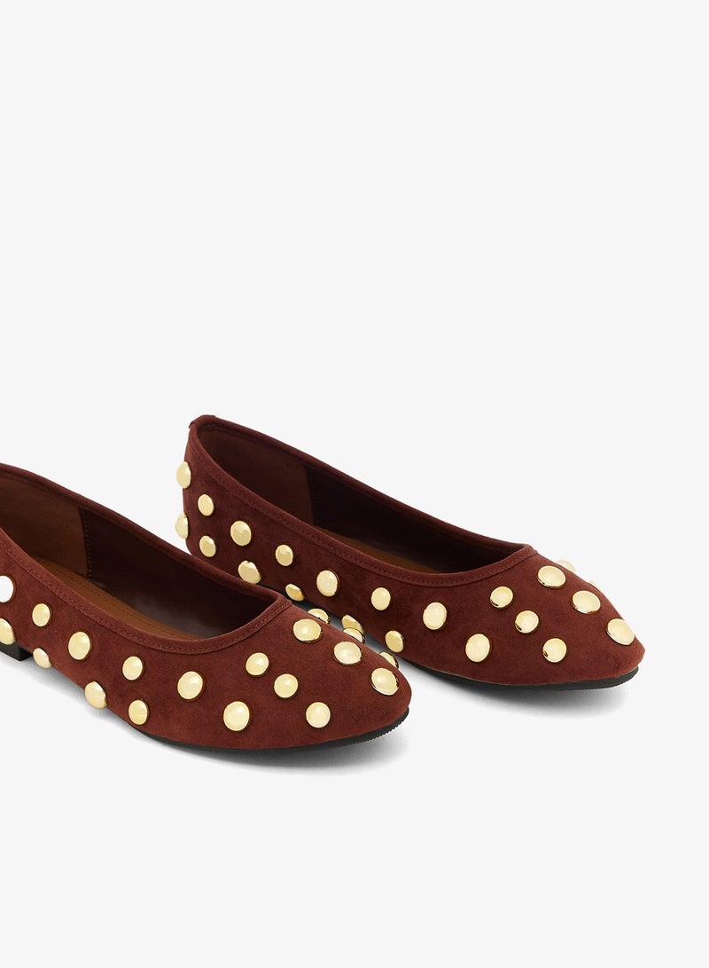 Ginger Metal Detail Embellished Ballet Flats - Image 5