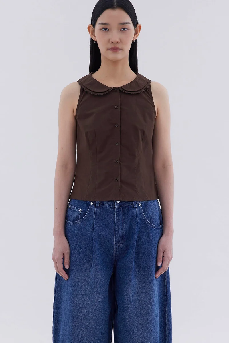 ذا اديتورز ماركت Phylene Double Collar Sleeveless Shirt